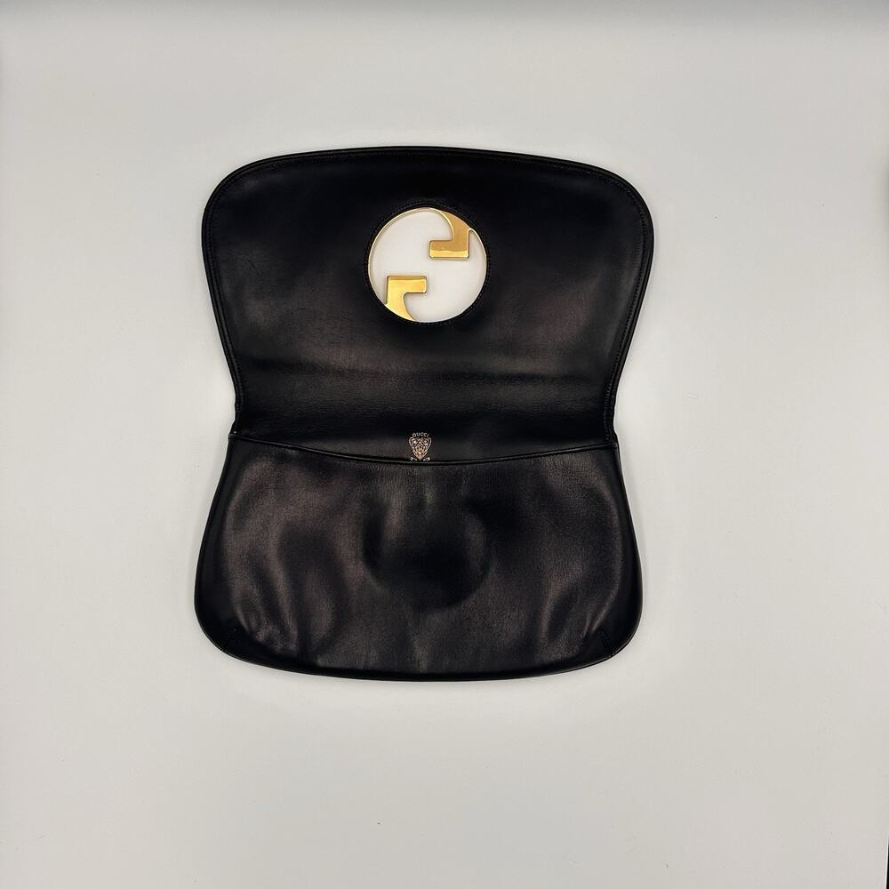 Vintage Gucci GG Blondie Clutch Black Leather 1970s Rare MINT CONDITION - Picture 5 of 11